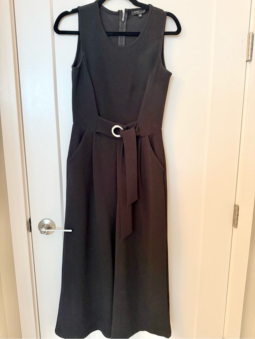 Romeo & Juliet Couture Black Sleeveless Belted Jumpsuit